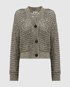 Brunello Cucinelli Сірий ажурний кардиган з паєтками MEA360406P