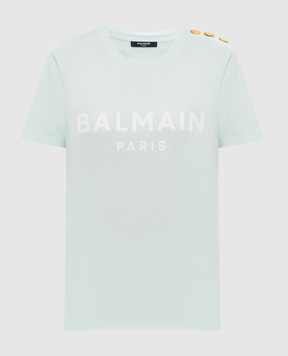Balmain Зелена футболка з принтом логотипа BF1EF005BB02