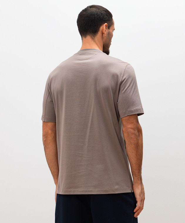 Brunello Cucinelli Коричневая футболка London с принтом M0B138456 изображение 4