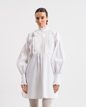 Valentino Белое платье-рубашка с леном 6B3VAUF590D