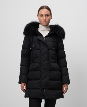 Moncler Черный пуховик Aphroti с мехом J20931C00047C0059