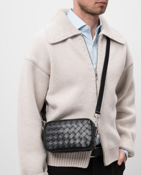 Bottega Veneta Черная кожаная сумка с плетением Intrecciato 765911V2HL1