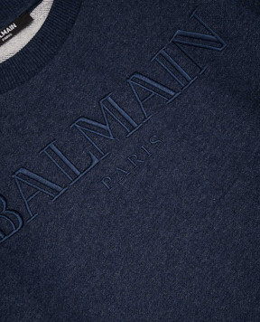 Balmain Дитячий синій світшот з вишивкою логотипа BX4B80Z3303610