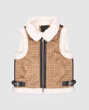 Givenchy Дитячий бежевий жилет у візерунок монограми 4G H3053412+