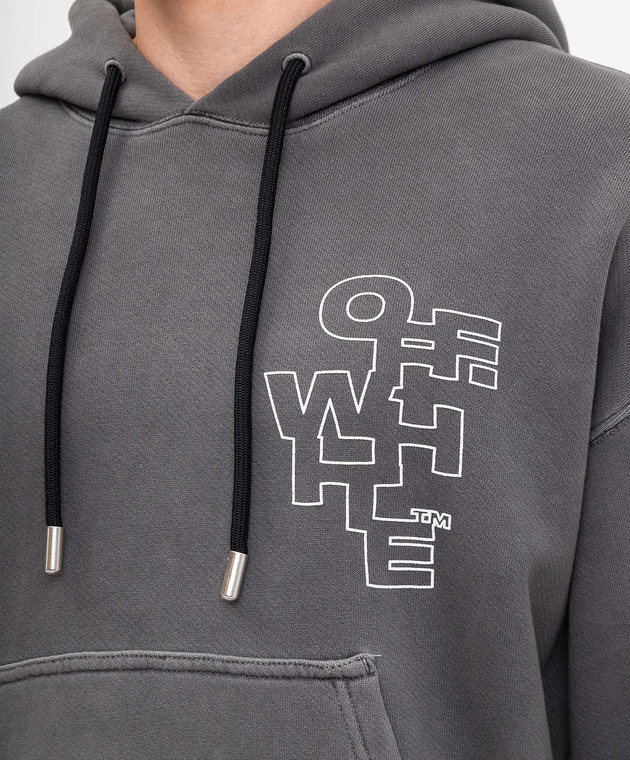 Off-White Серые худи с принтом логотипа OMBB085F24FLE007 изображение 5