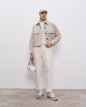 Brunello Cucinelli Бежеві джинси з патчем логотипа MB057P5319