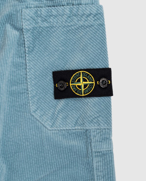Stone Island Детские голубые вельветовые джогеры с логотипом K2S163100005S019934