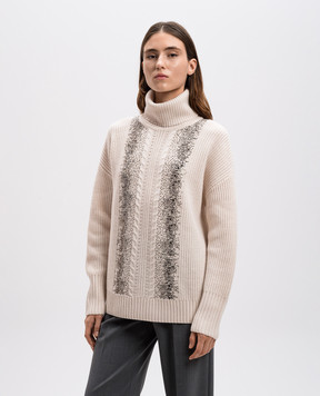 Max Mara Бежевий светр ORCA з вовни з кристалами ORCA