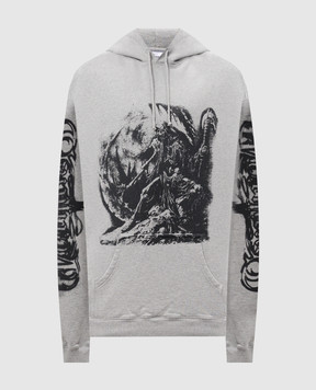 Vetements Серое меланжево худи с принтом UA66HD720G