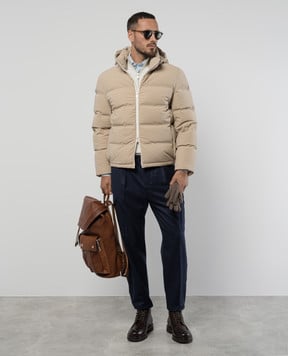 Brunello Cucinelli Бежевий стьобаний пуховик MM4911836