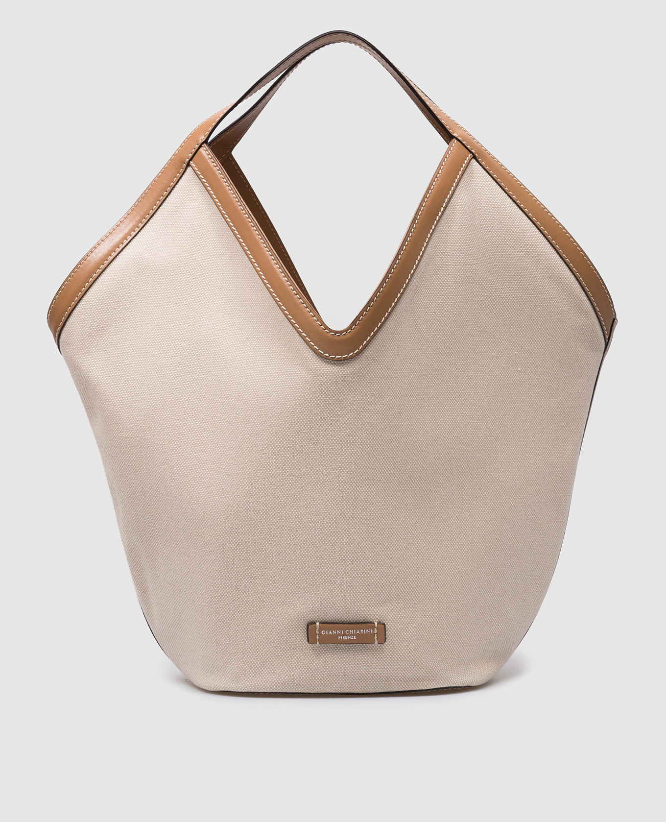 Beige Anfora bag with logo patch