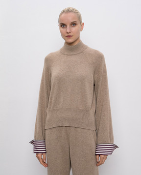 Brunello Cucinelli Бежевий светр з кашеміру з манжетами M12709804P