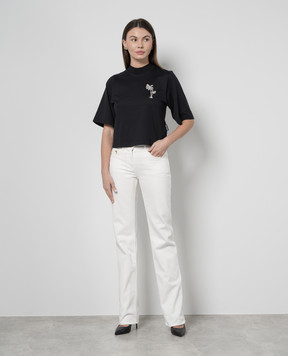 Palm Angels Білі джинси з фактурним логотипом PWYB032R24DEN003