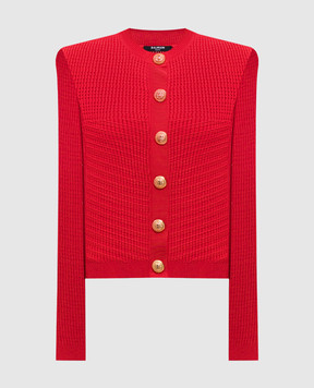 Balmain Красный кардиган в узор. EF0KL191KI42
