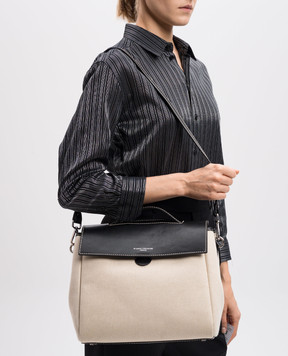 Gianni Chiarini Бежевая комбинированная сумка-сетчел Clio с логотипом BS11620SALPL