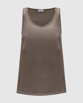 Brunello Cucinelli Зелений топ із шовку з ланцюжком моніль M0C59DE330