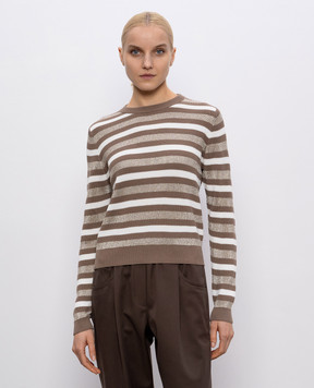 Brunello Cucinelli Коричневий джемпер в смужку M19251500P