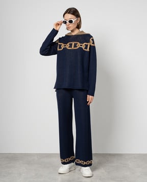 Twinset Сині штани з люрексом з логотипом 241TP3521