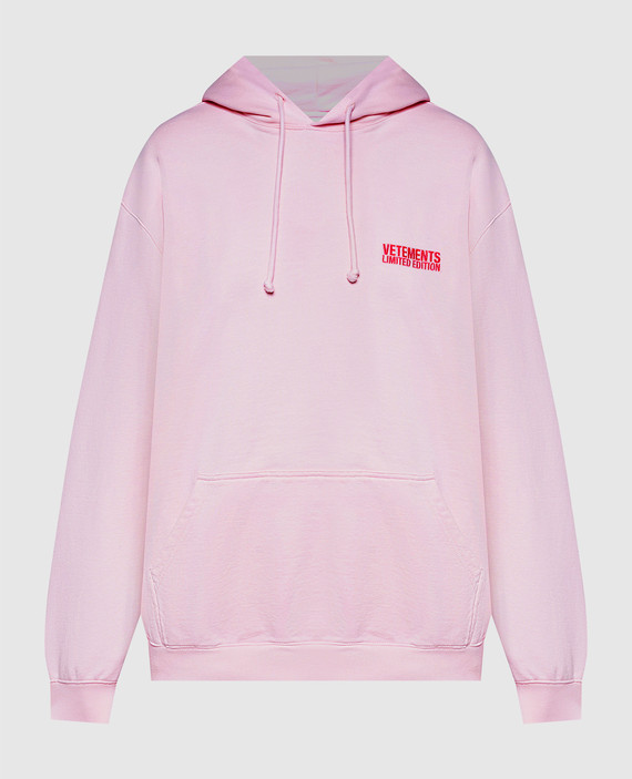 Pink hoodie with logo embroidery