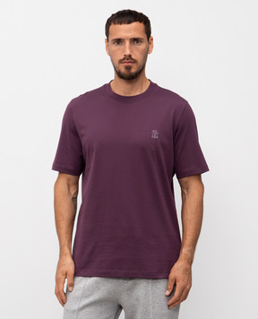 Brunello Cucinelli Фиолетовая футболка с принтом логотип логотип M0B138440