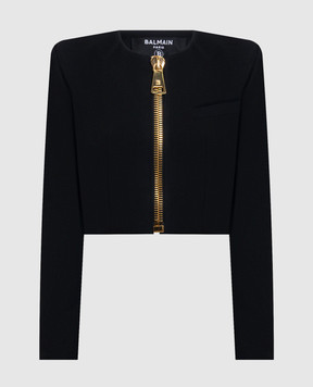 Balmain Чорний укорочений жакет з вовни FF0SD228WC09