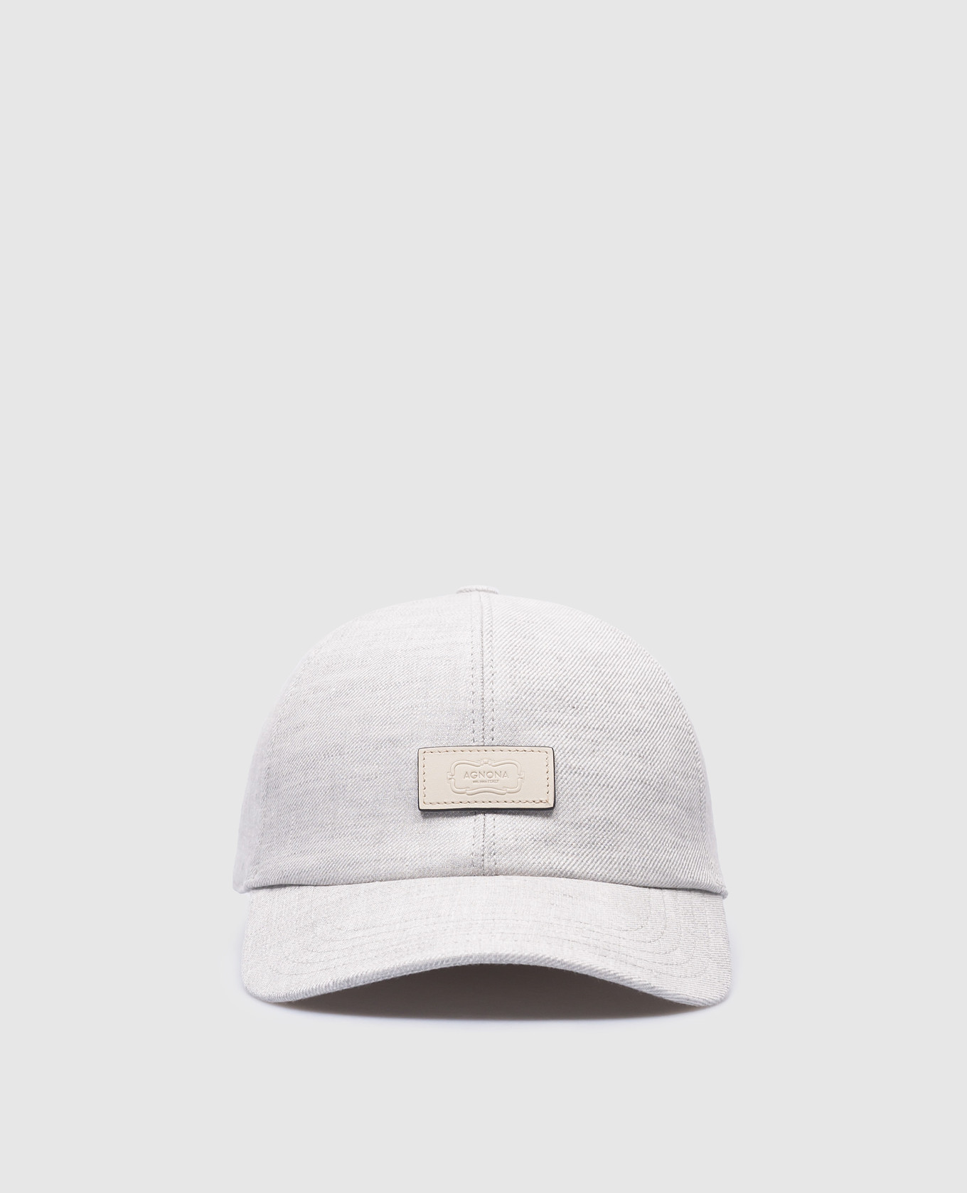 Gray linen cap with logo patch