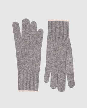 Brunello Cucinelli Серые меланжевые перчатки из кашемира M2293118