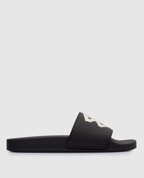 Balenciaga Черные слайдеры с принтом логотипа 689030W1SA2