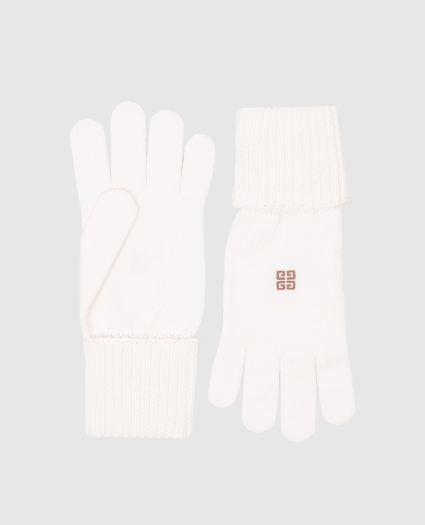 

Бежевые перчатки из шерсти с вышивкой 4G, Бежевый, Перчатки