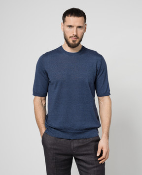 Cashmere&Whiskey Синяя футболка с леном и кашемиром MU9322318455R