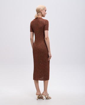 Twinset Коричнева сукня міді з люрексом 251TT3190