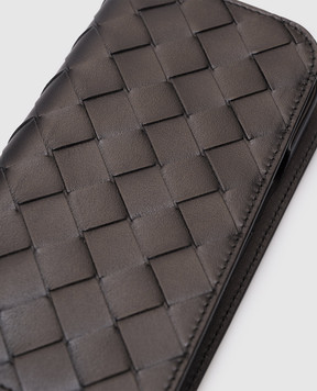 Bottega Veneta Чорний шкіряний чохол Intrecciato Iphone 16 Pro Foglio 838801V2HL0