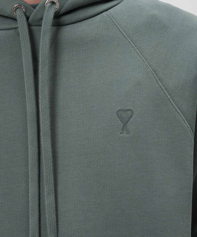 Ami Paris Зеленые худи с вышивкой логотипа USW240JE0091 изображение 5