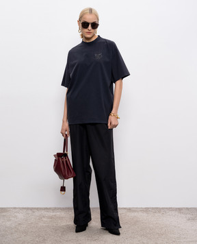 Balenciaga Чорна футболка з вінтажним ефектом з логотипом 764235TSVD5