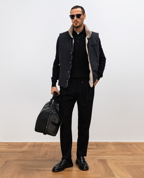 Brunello Cucinelli Чорне поло в тканий візерунок M29202425