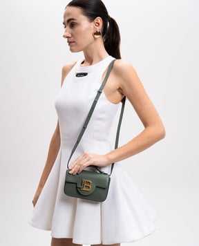 Balmain Зеленая кожаная сумка кросс-боди B-Buzz с логотипом EN1DG811LSLX