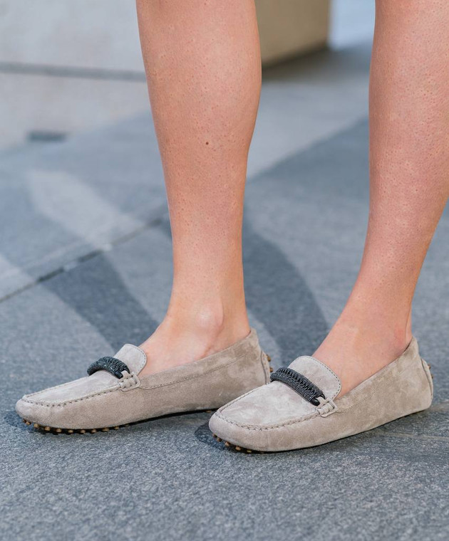 Brunello Cucinelli Бежевые замшевые мокасины MZSFG2686 изображение 7