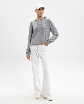 Off-White Серые худи из кашемира с логотипом 2HU005F25KNI001