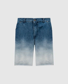 MSGM Синие джинсовые шорты-бермуды с эффектом градиента 3640MB230LT247099