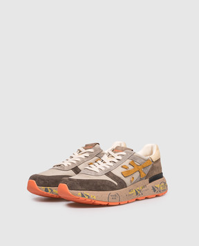 Premiata Коричневые комбинированные кроссовки MICK с логотипом MICK7866