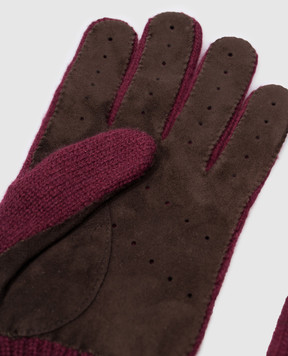 Brunello Cucinelli Бордовые перчатки из кашемира и замши. M2292118