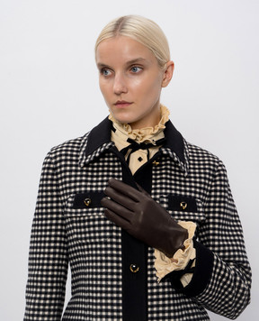 Sermoneta Gloves Коричневі шкіряні рукавички з кнопкою M39