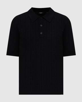 Balmain Чорне поло у візерунок монограми FH1GB067KI63