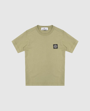 Stone Island Дитяча футболка кольору хакі з нашивкою логотипа 81162014768