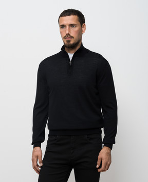 Canali Чорний джемпер з вовни та шовку MK02355C1118