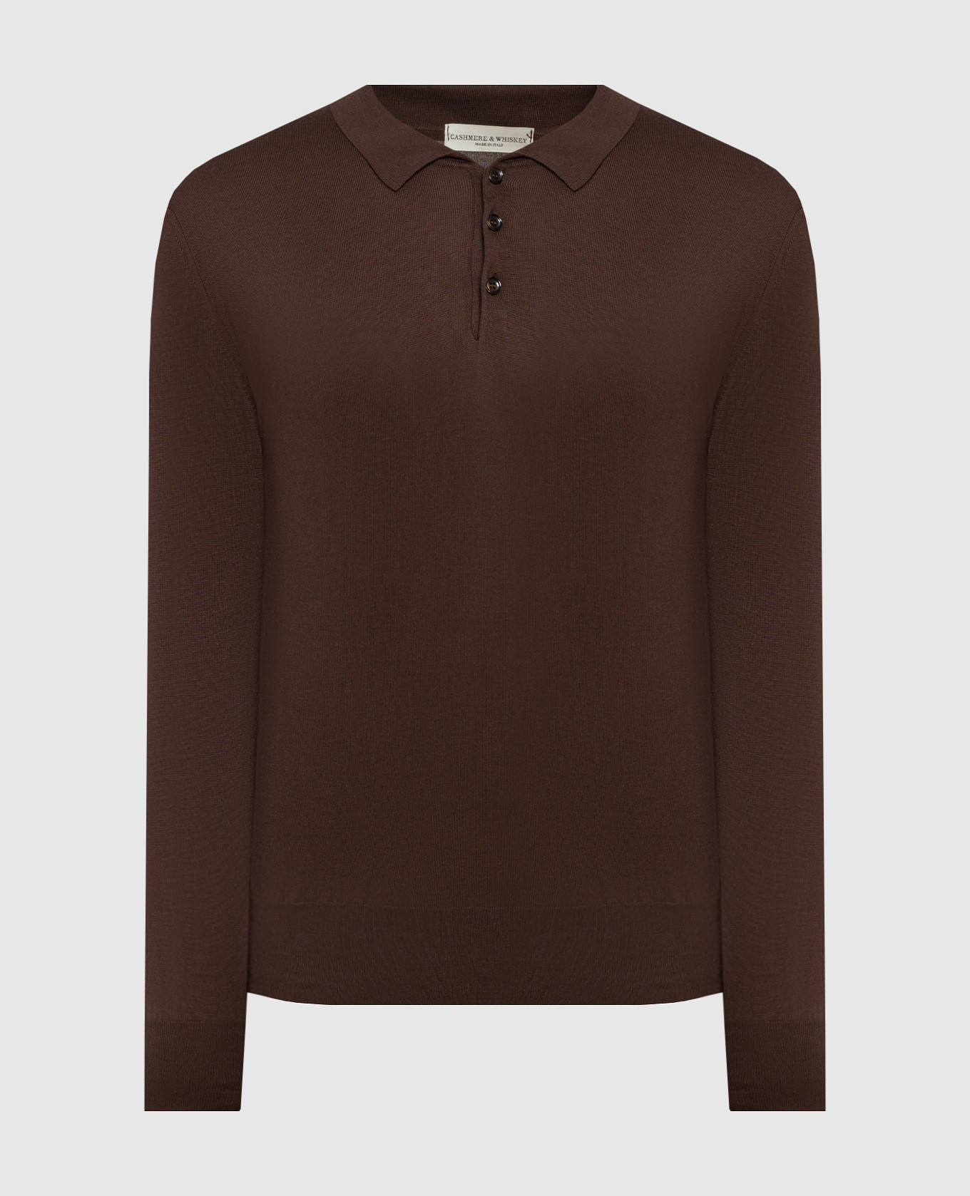 Brown polo shirt with silk and cashmere