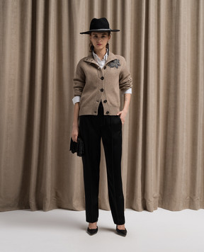 Brunello Cucinelli Чорні штани з контрастною строчкою MPH38P8641