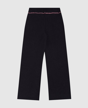 Off-White Детские черные брюки с шерстью с логотипом OGHG001F24KNI001