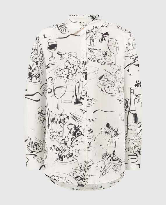 White RIVIERA printed silk pajama shirt