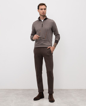 Doriani Cashmere Коричневый джемпер из шерсти, шелка и кашемира 18410B62379